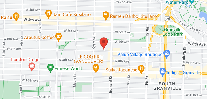 map of 303 1845 W 7TH AVENUE